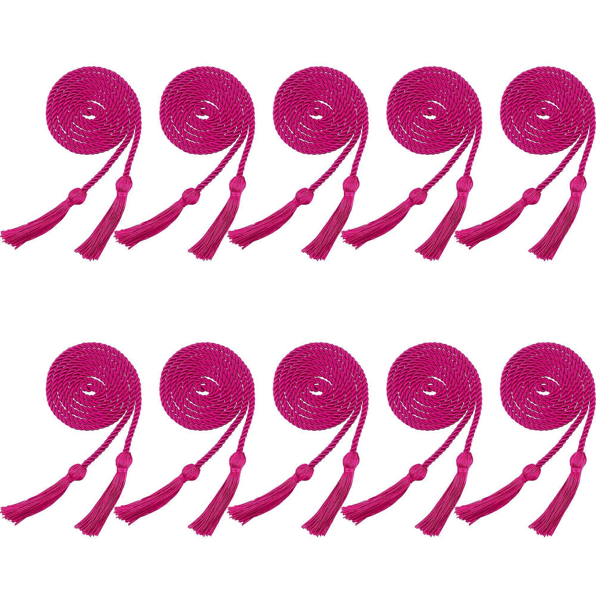 10 Pieces Fuchsia Graduation Honor Cord with Braided Tassels for High School and College Students
