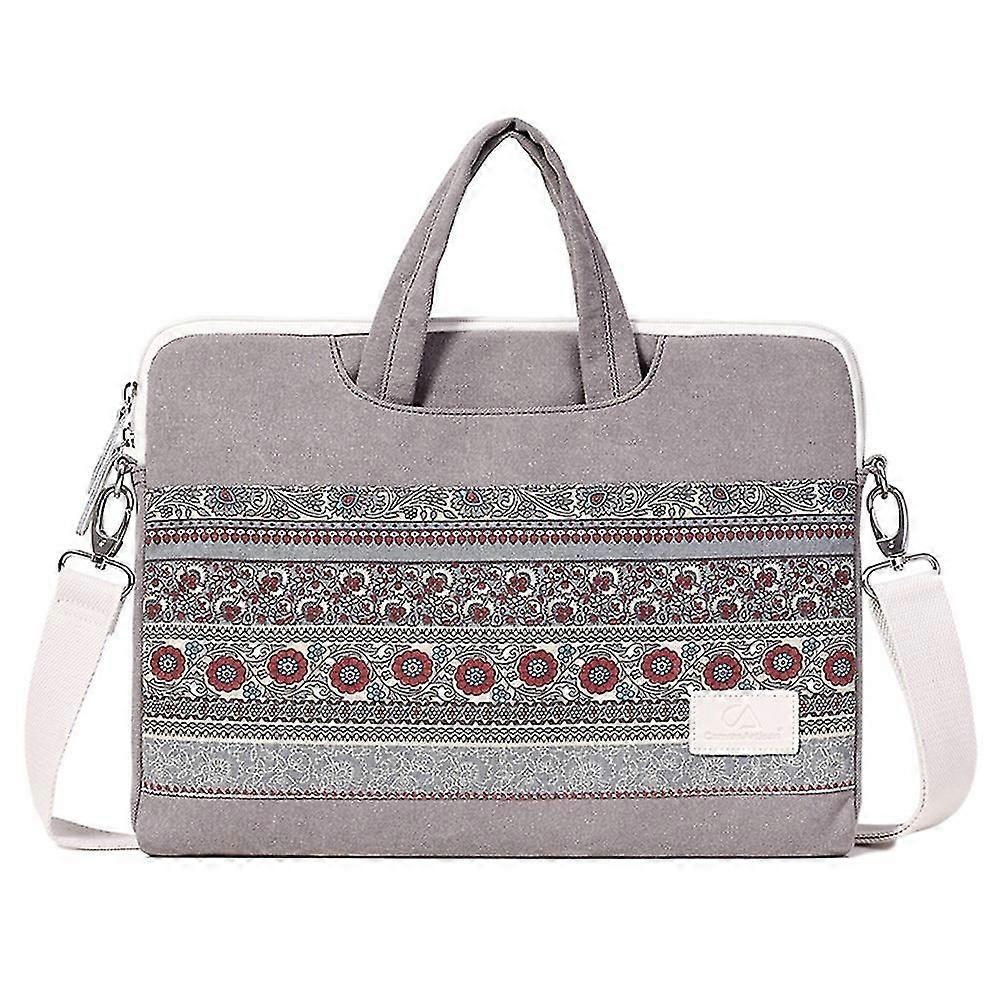 Laptop Bag 15-inch National Style Computer Canvas Fabric Briefcase Sleeve with Shoulder Strap