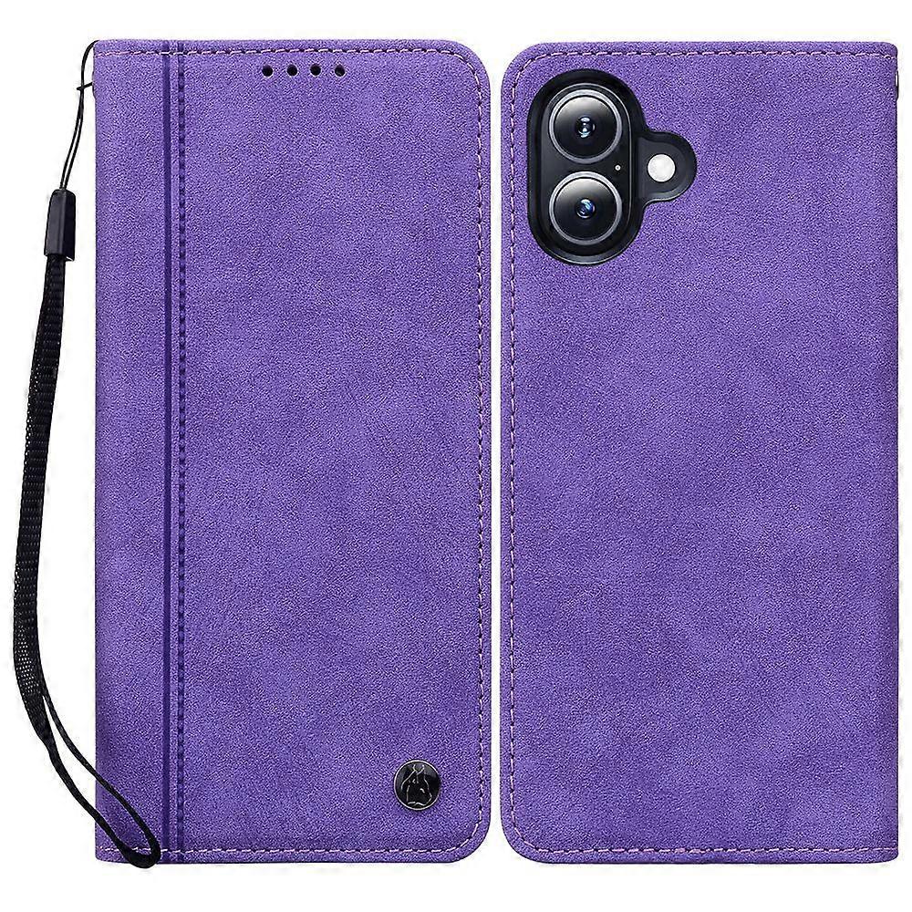 For iPhone 16 Plus Case Lines Pattern Wallet Leather Phone Cover with Strap