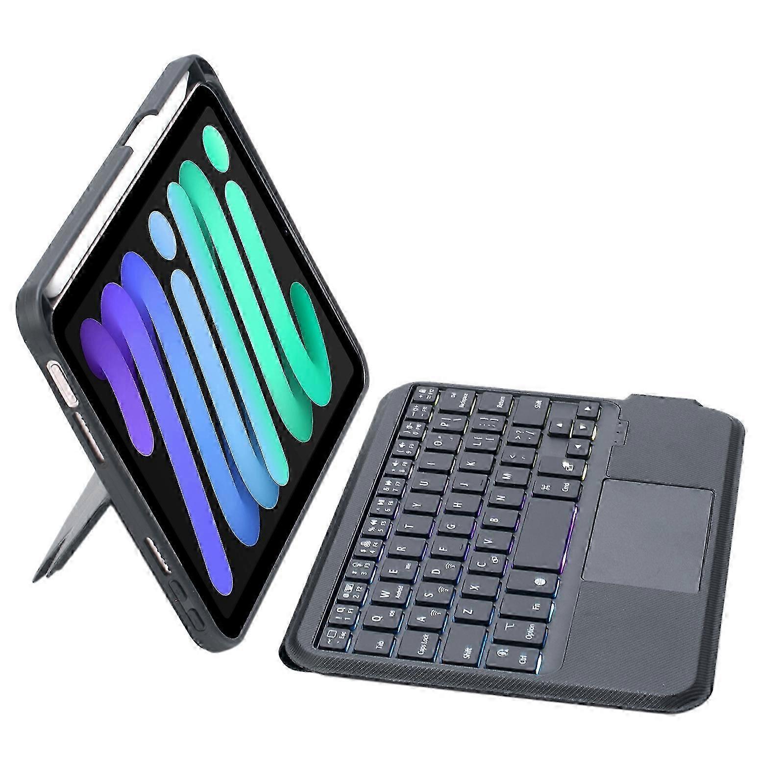 Clavier Bluetooth Étui en cuir pour iPad Mini 6 Housse de protection avec fonction de saisie sans fil et fonction de support de tablette