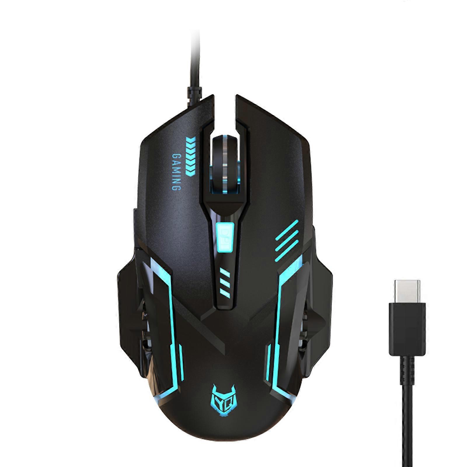 Type C Mouse USB C Gaming Mouse RGB Backlit Ergonomic Mouse 800/1600/2400/3600DPI for Windows PC USB Type C Devices