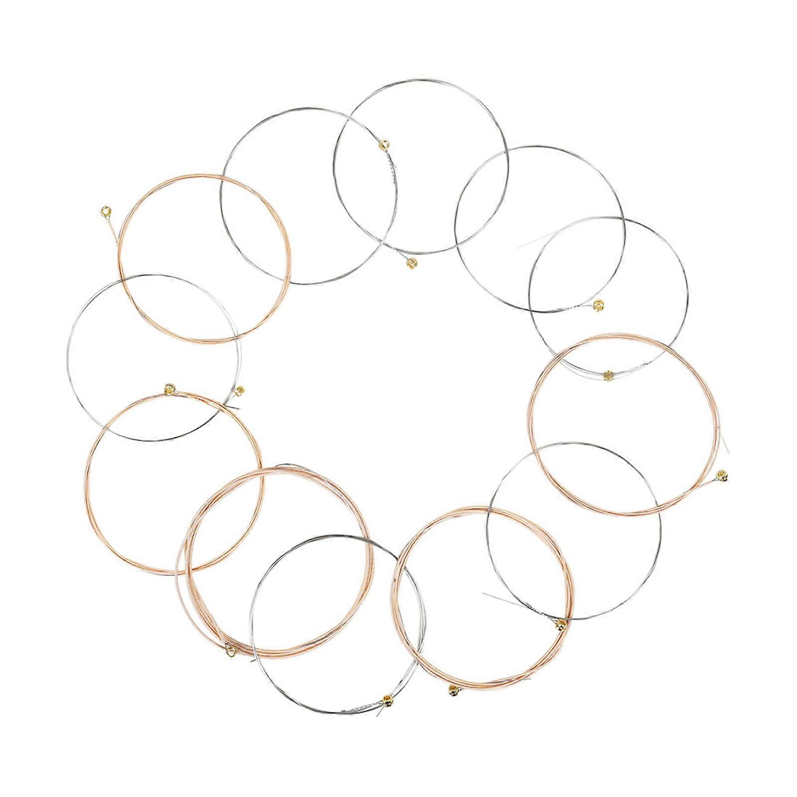 12Pcs Folk Guitar Phosphor Bronze String 12-string Acoustic Guitar Strings Replacement for Beginners Performers Durable