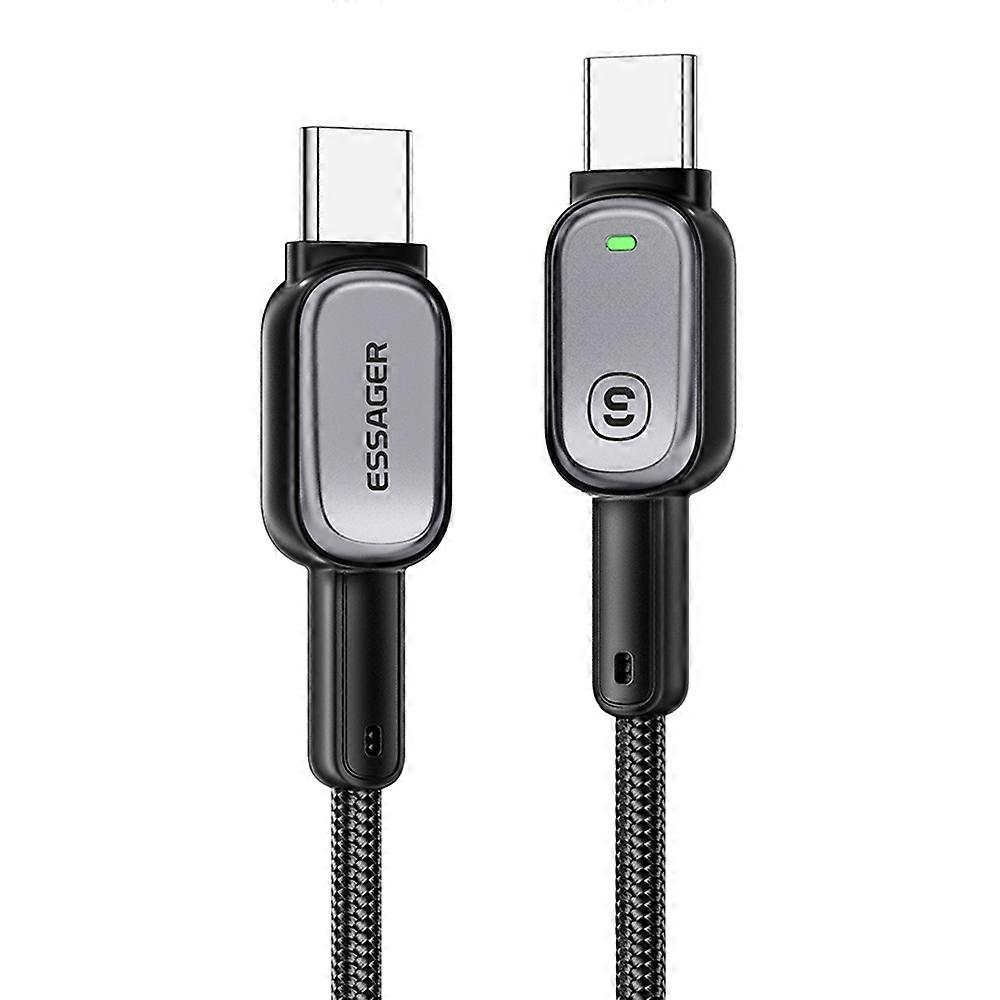 ESSAGER Type-C to Type-C 100W Smart LED Cable Fast Charging Durable Braided Data Cable 2m