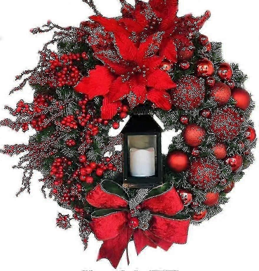 Christmas Flower Ring Artificial Red 43 Cm - Ya01