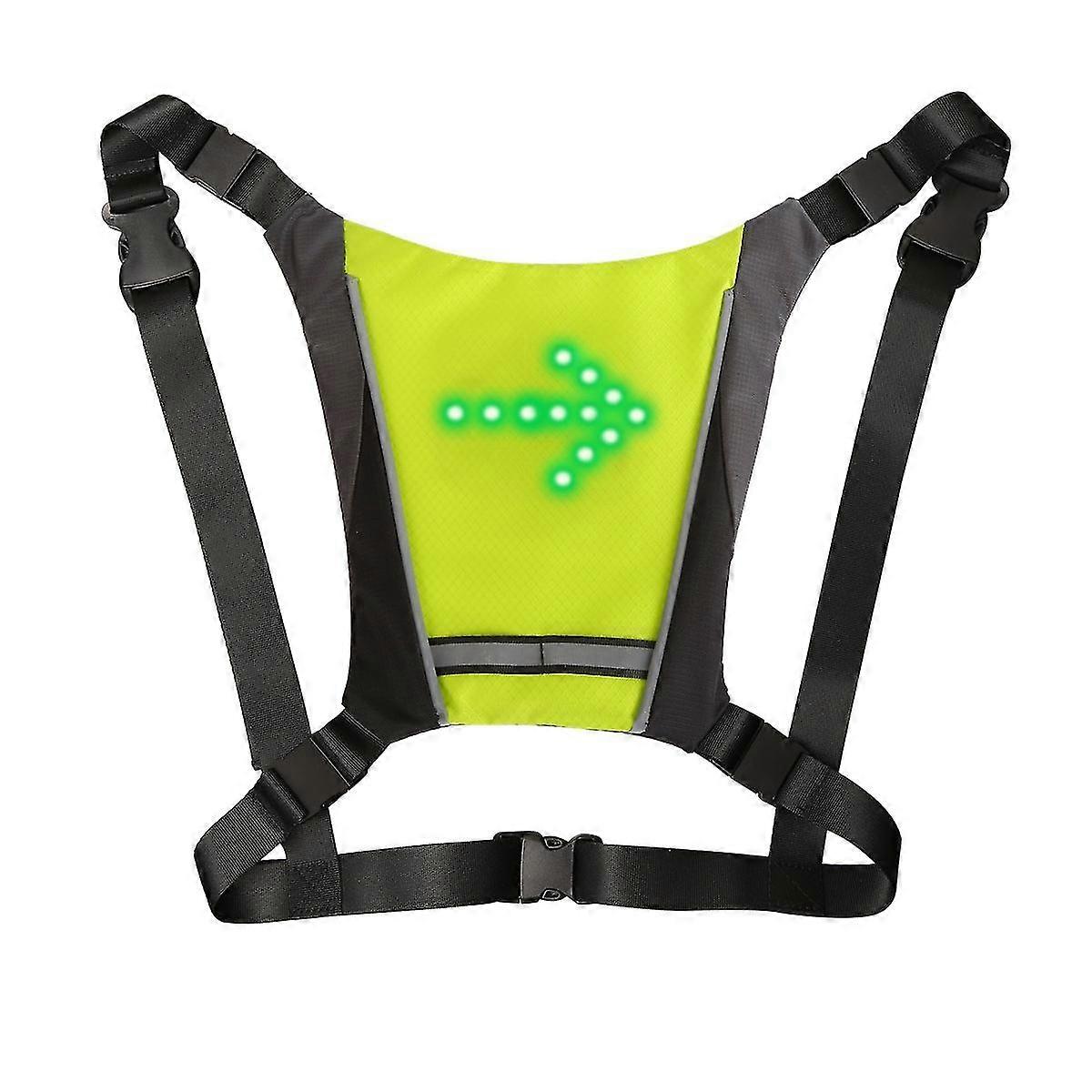 USB Rechargeable LED Reflective Cycling Vest with Remote Control - Safety Bike Running Backpack Gear with Direction Indicator