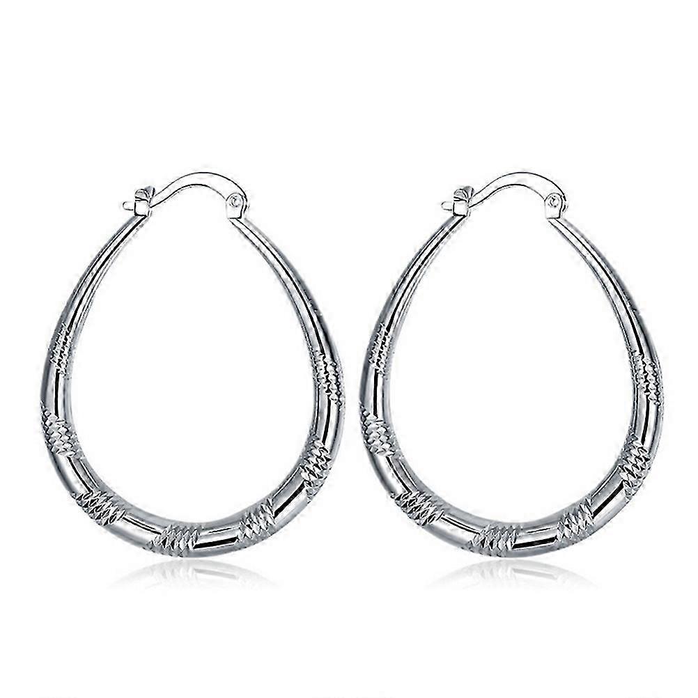 Silver Plated Twisted Oval Earrings
