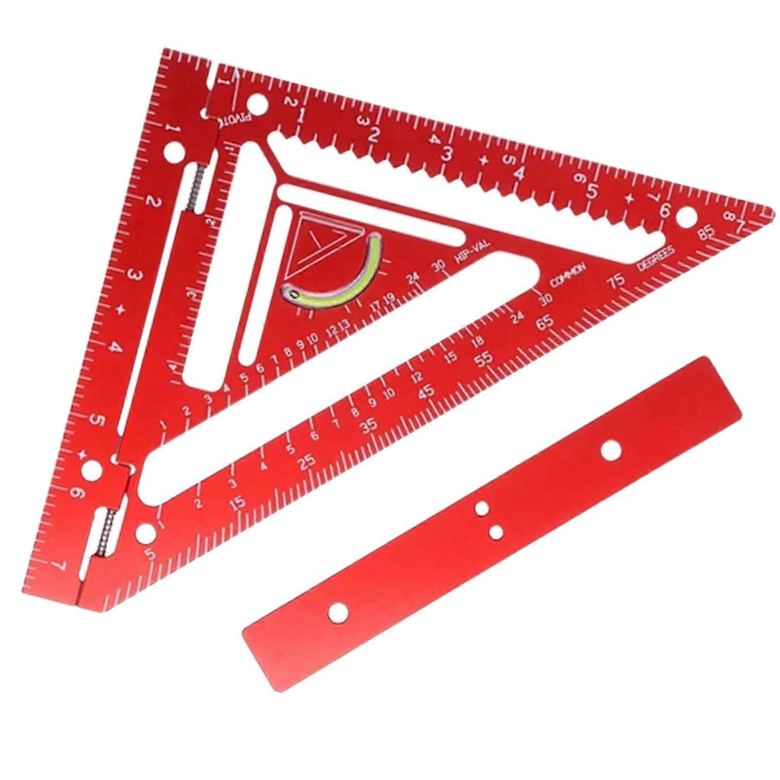 Rafter Square Tool Aluminum Alloy Triangular Ruler Layout Measuring Tool Carpentry Square with Jig Block 