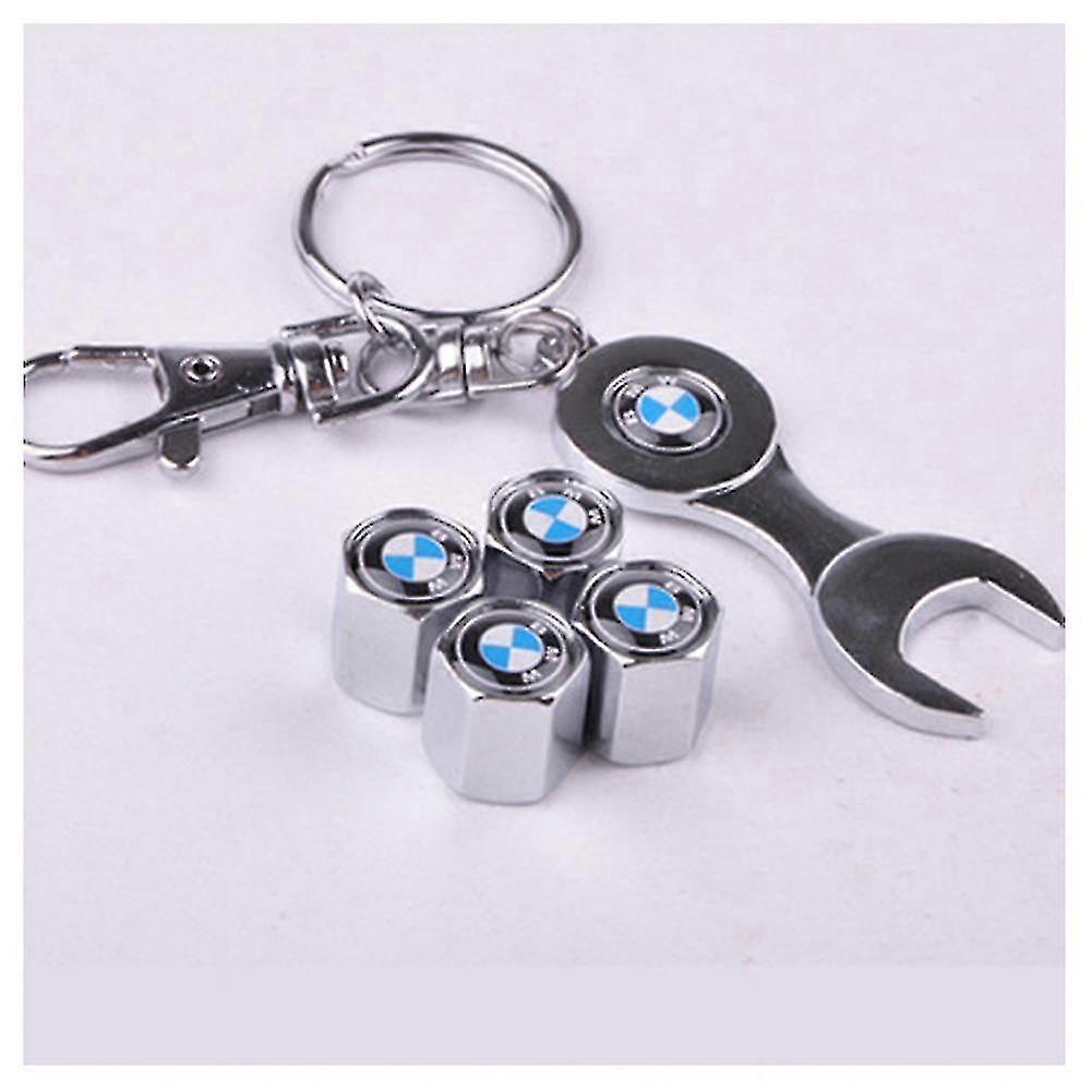 Set of 4 Anti-Theft Tire Valve Caps with Wrench - Compatible with Various Auto and SUV Models for Secure Sealing