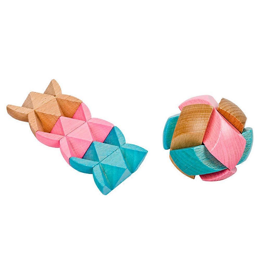 Wooden Interlocking Puzzle, Brain Teaser Lock for Mind and Hand Coordination