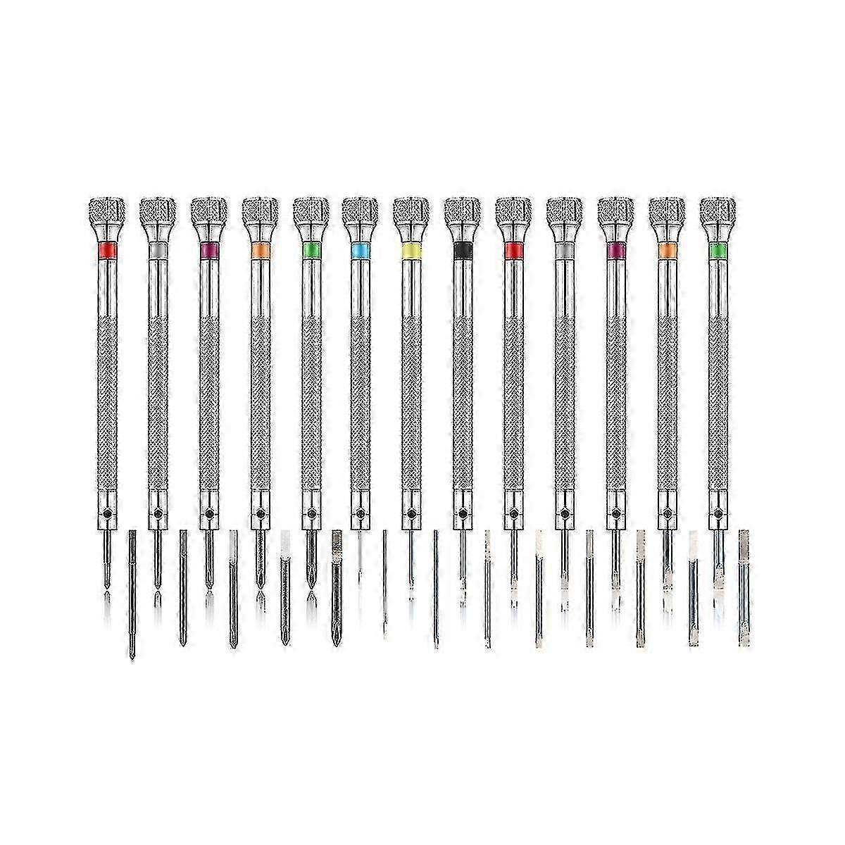 13pcs Professional Screwdriver Set with 13 Extra Blades, 0.6-2.0mm Precision Kit - Silver