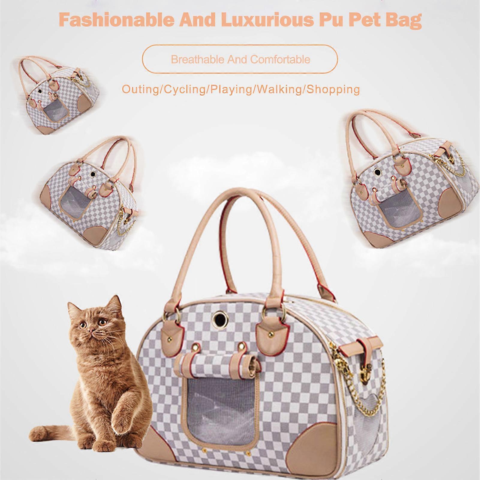תיק מנשא לחיות מחמד לכלבים קטנים חתול נייד רחיץ מנשא גור עמיד למים עור PU פרימיום