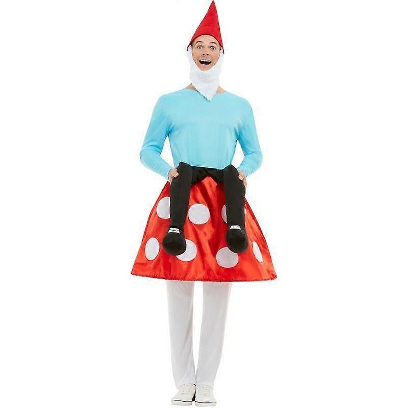 Gnome Toadstool Costume Adult Blue Red