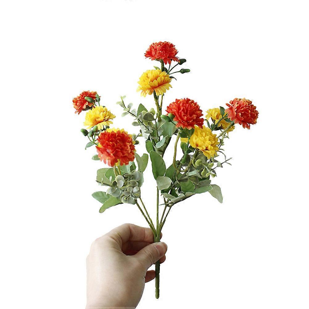 シルククローブとライラックの造花アレンジメント、赤と黄色、水やり不要、結婚式や家の装飾用