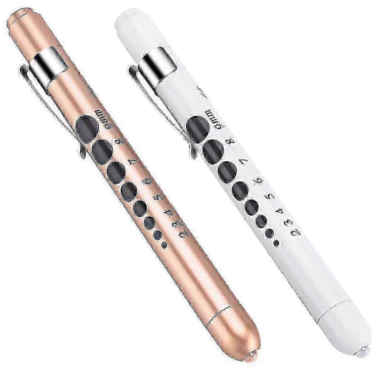 Medical Diagnostic Light, Pupil Lamp, Penlight (2 Pack), Reusable Led Pen Torch with Pocket Clip for Various Brand Use, Grip Design for Easy
