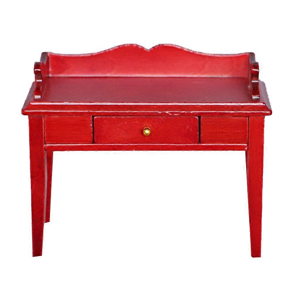 Red Mini Desk Model for Decor Made of Synthetic Material Ideal for Mini House Layout