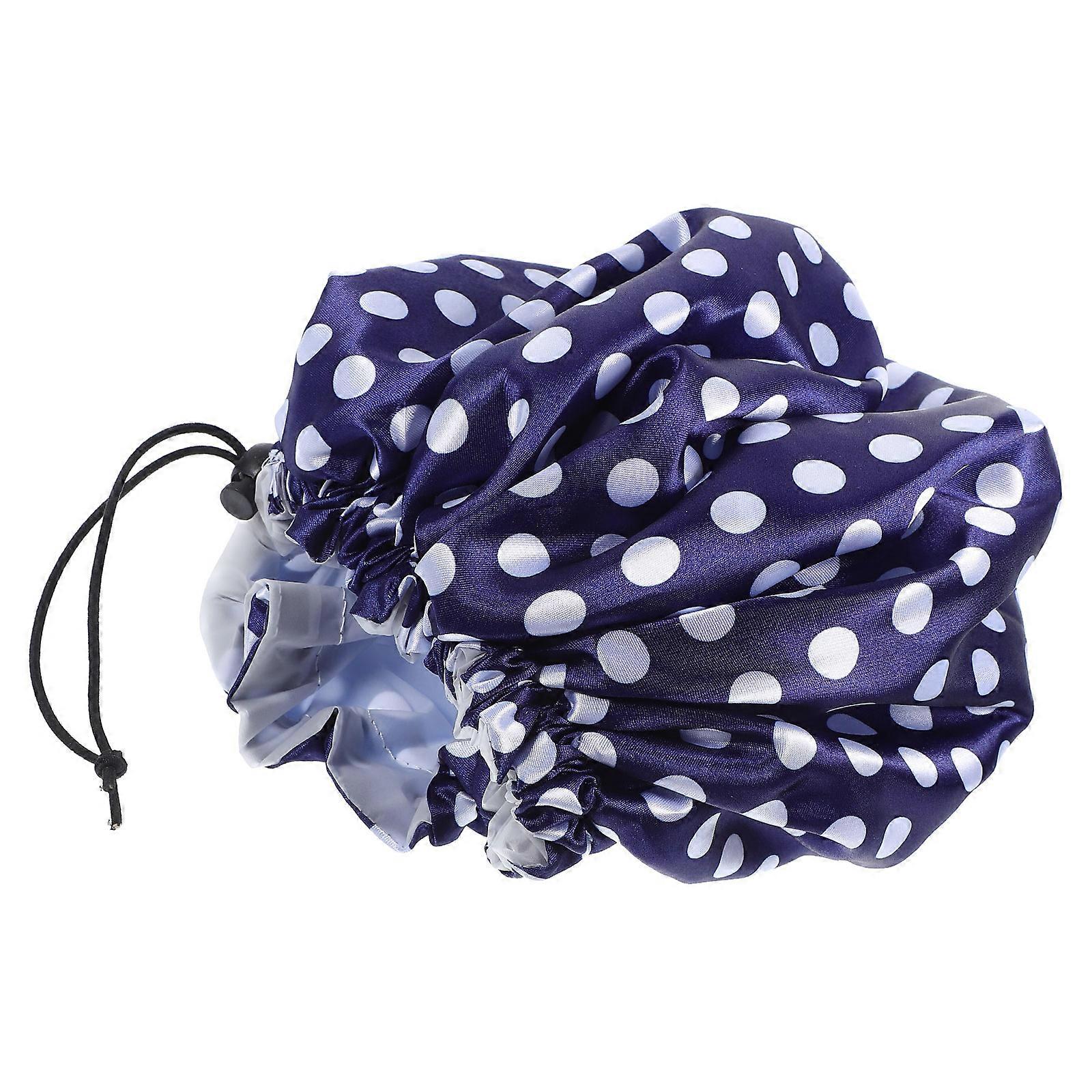 Reusable Shower Cap for Women Bathing Hat Dot Pattern Waterproof Adjustable Size 1Pack
