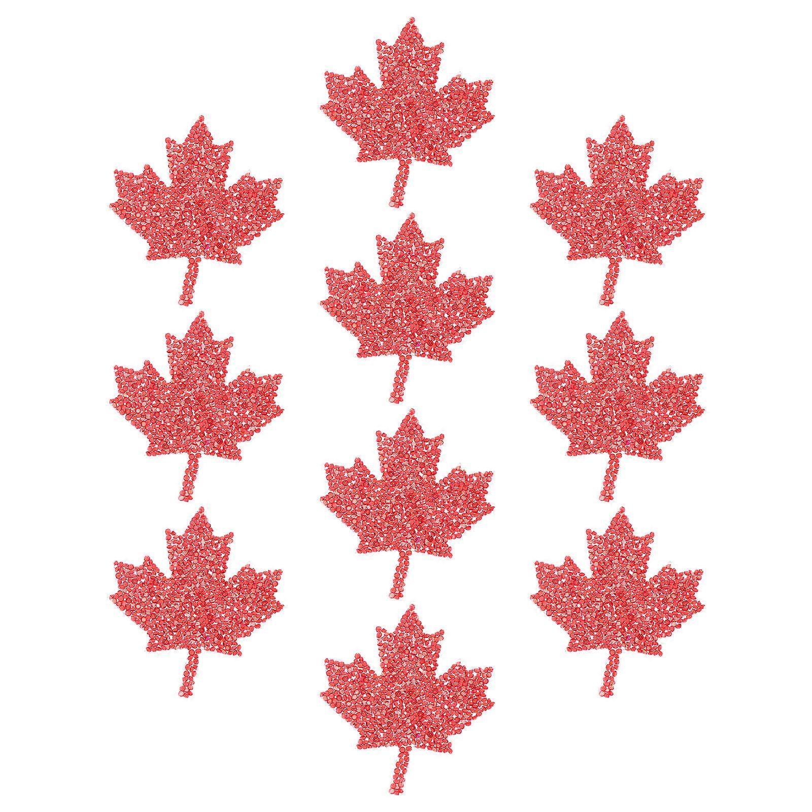 DIY Embroidery Applique Rhinestone Maple Leaf Patches Craft Enthusiasts 9X8.2cm 10Pcs