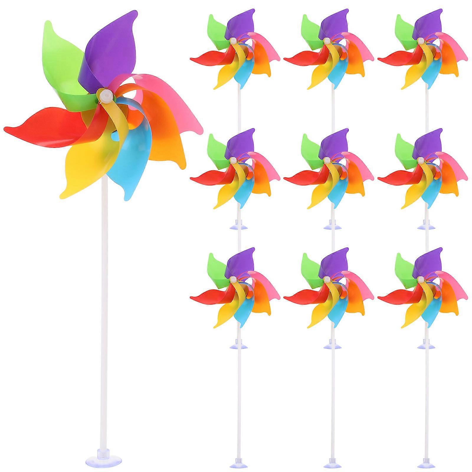Colorful Handheld Pinwheel Windmill Decorations for Garden, Desk & Party – Hollow Rods with Suction Cups for Easy Installation
