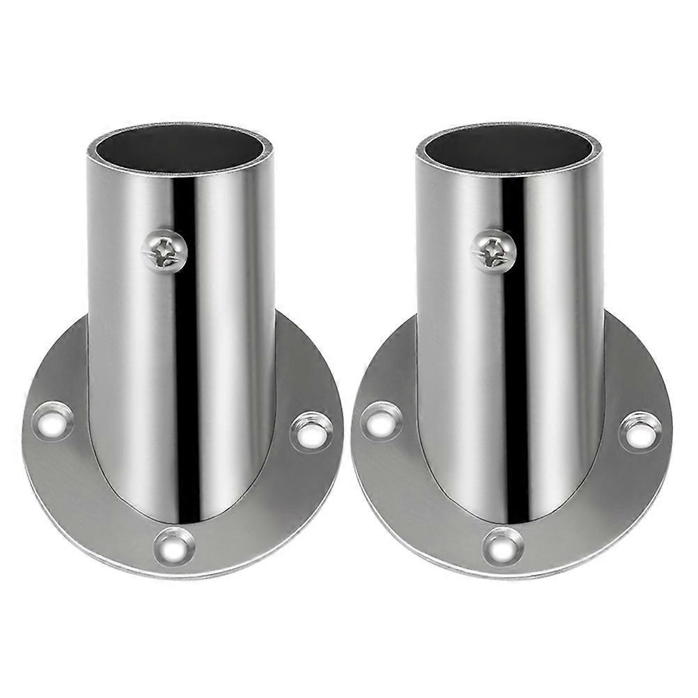 Boat Handrail Round Base Closet Rod Bracket 2Pcs Moisture Resistant Corner Installations Silver