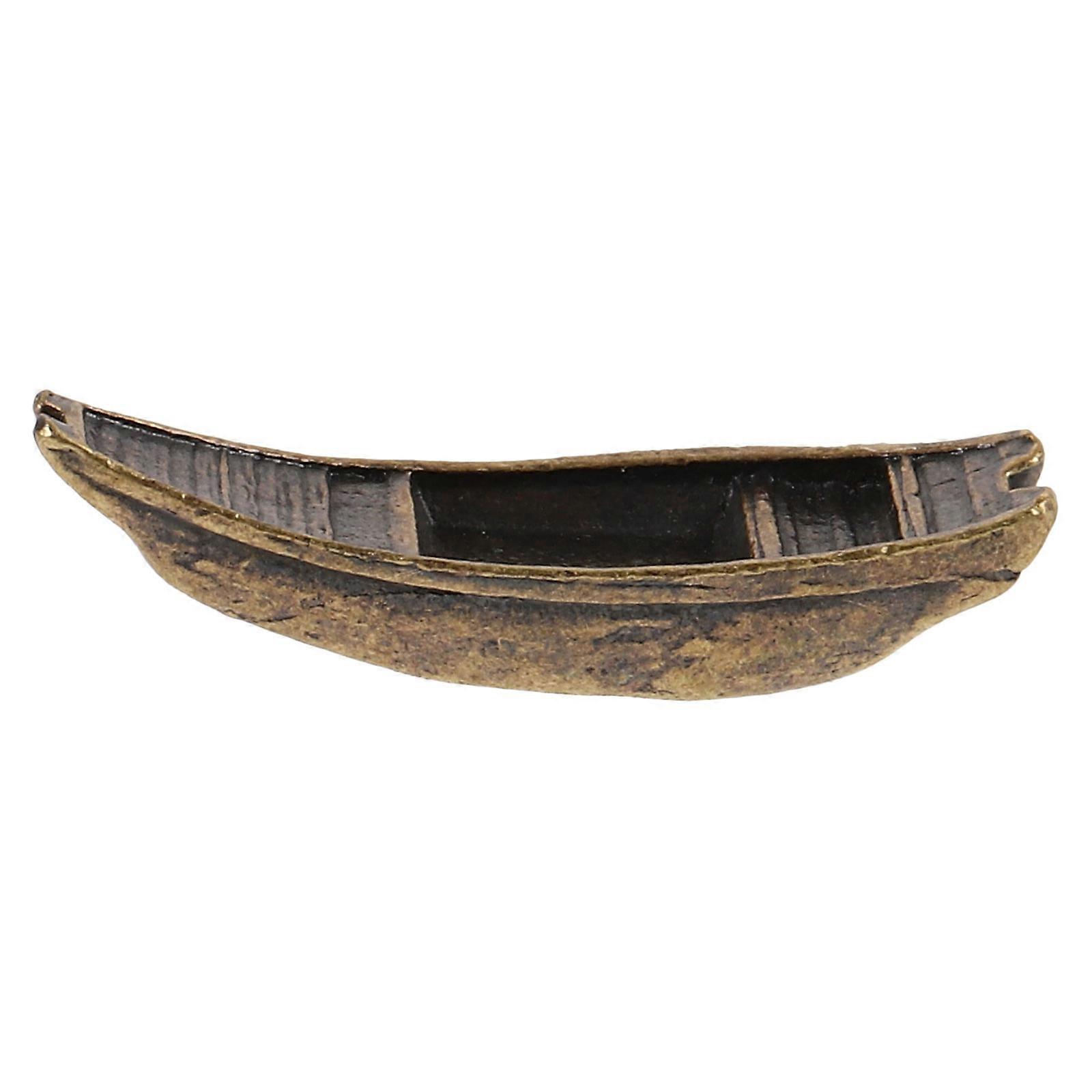 Miniature Sailing Boat Mini Copper Boat Figurine Beach Sandbox Decor 2.60X0.80X0.70CM 1Pack