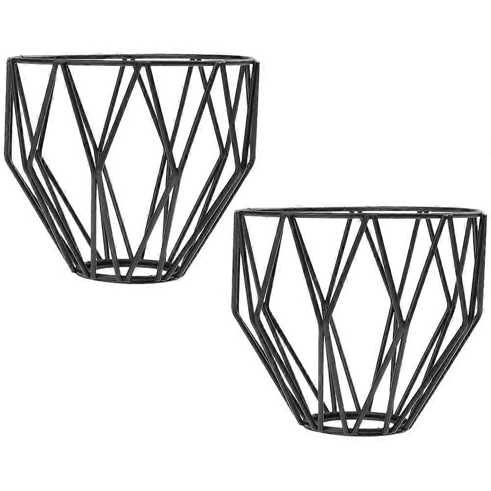 Wire Pendant Light Shade Square Shape Black Color Iron Material Light Diffusion 2Pcs