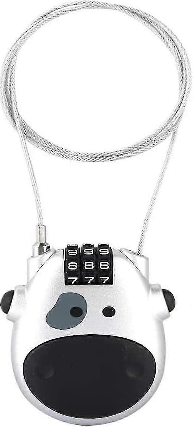 Compact Bike Combination Lock - 3-Digit Code Retractable Cable Silver