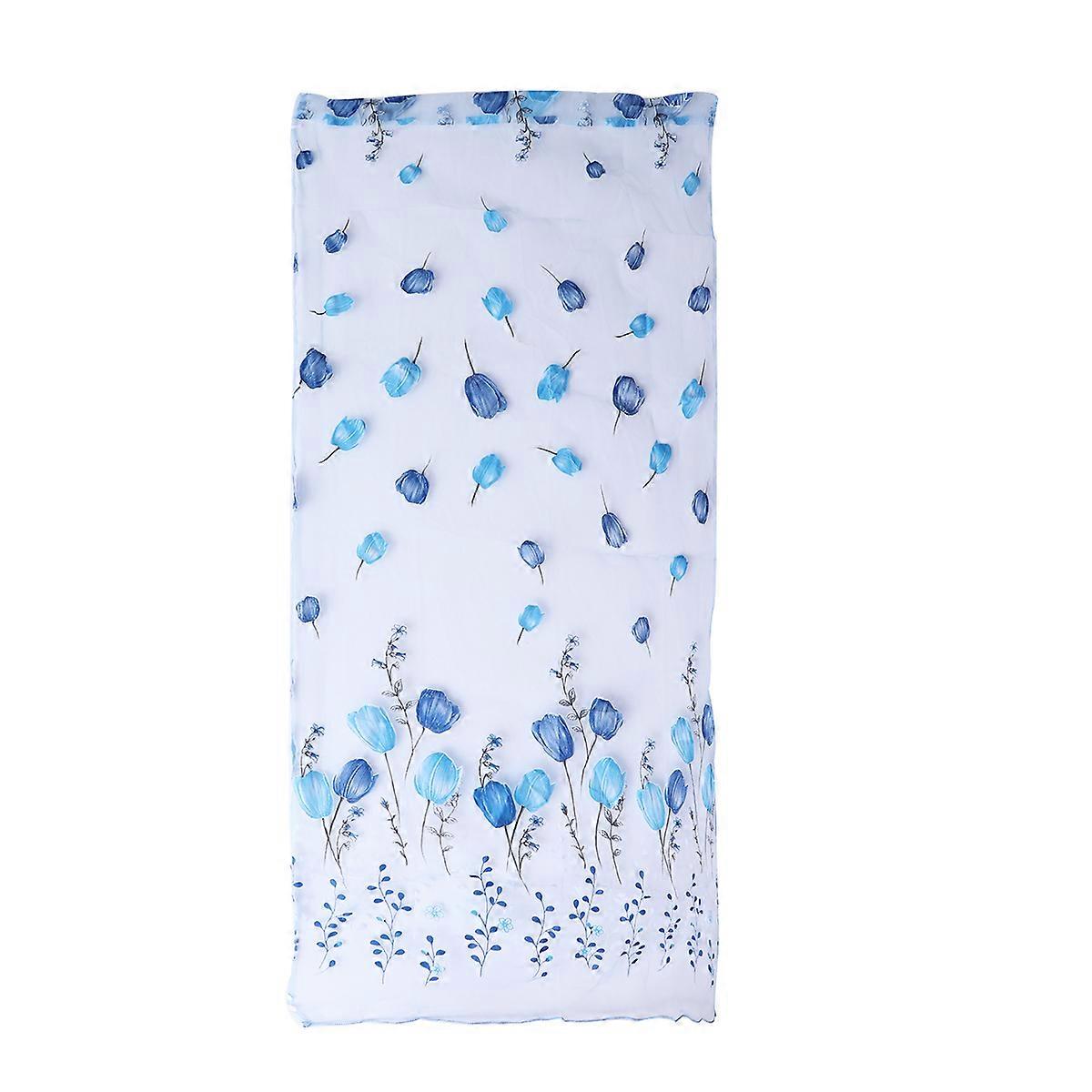 Tulip Printing Beautiful Curtains for Indoor Use Home Decor Blue 200.00X100.00CM Airy 1Pack