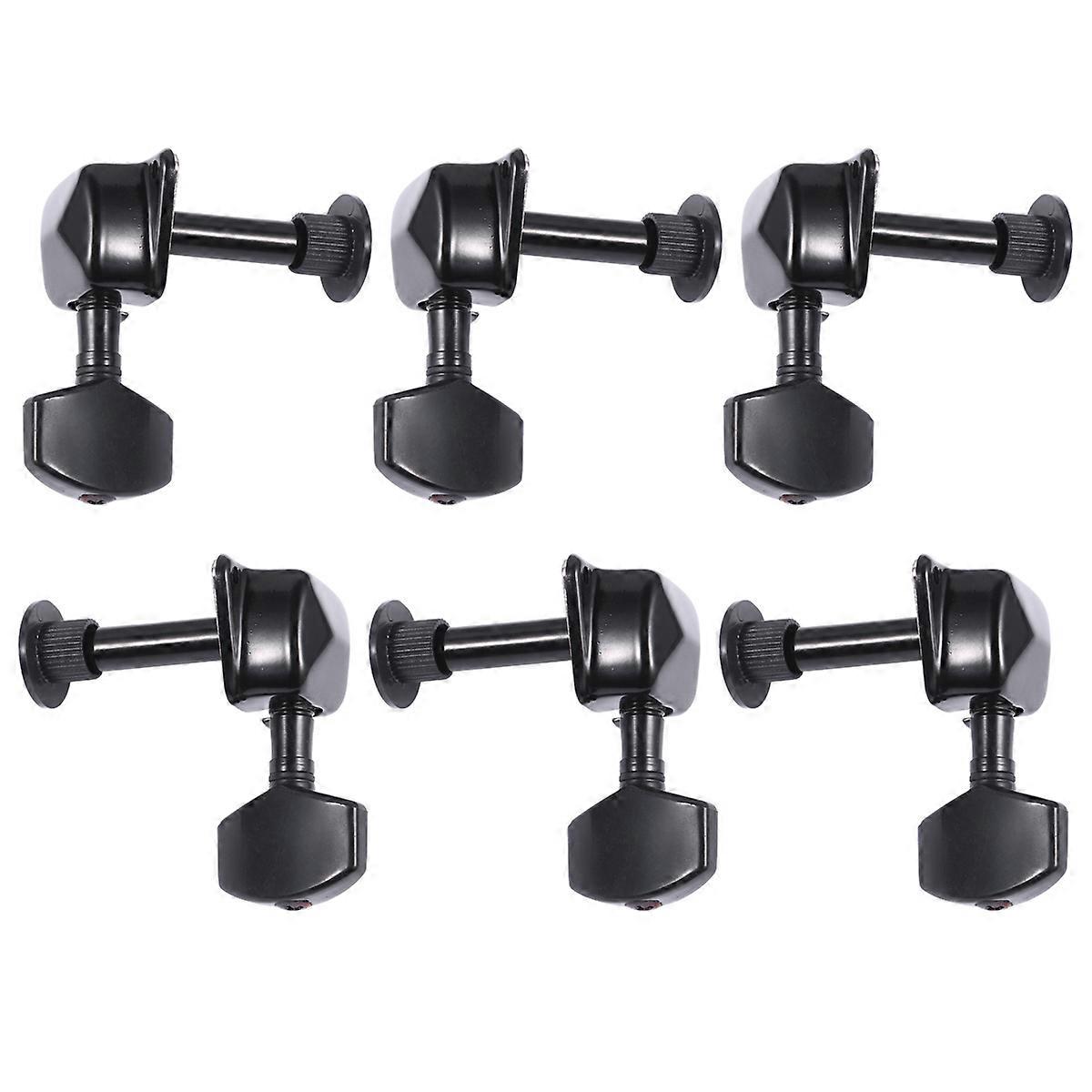 Guitar String Tuning Pegs Mini Square Head Semi-Closed Vintage Style For Electric Guitar Use Improve Sound Quality Black 6Pcs