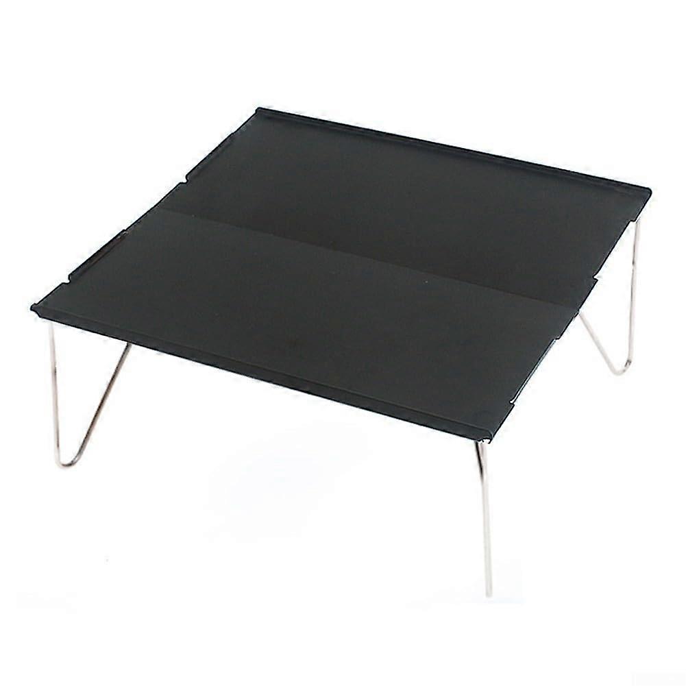 Aluminum camping table with foldable legs, practical design for picnics and cooking trips, black