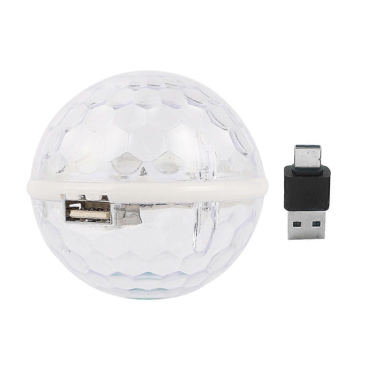 Led Light Ball Usb Mini Disco Lights Portable Lighting For Dj Party Round Shape Transparent 1Pack