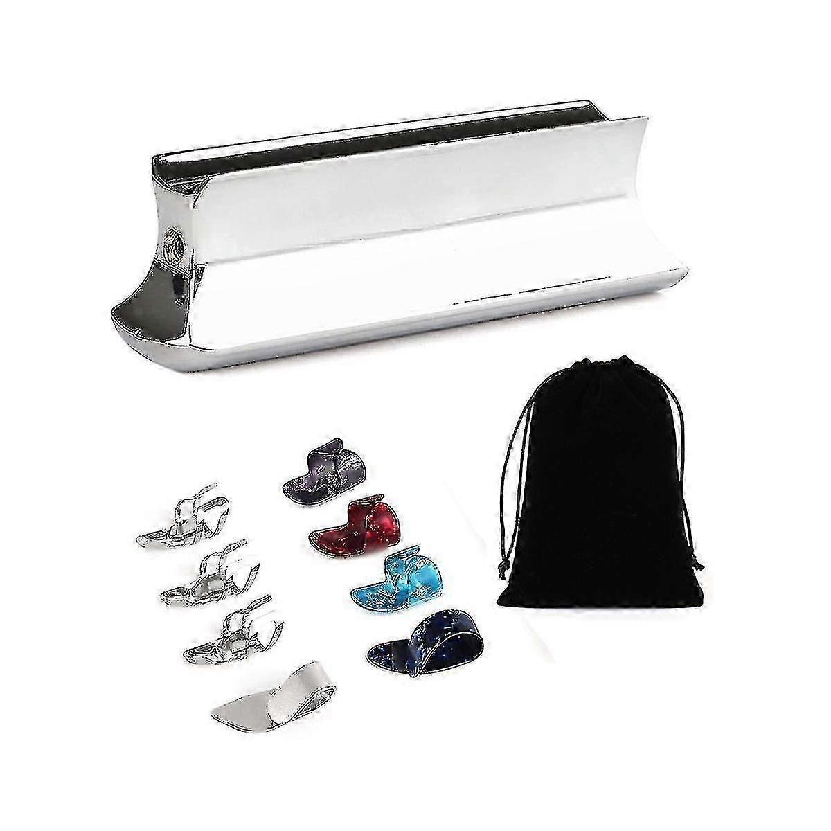 Gitarový slide tone bar pre Dobro, lap gitara, havajská gitara, elektrická gitara s celuloidom+palec&fin