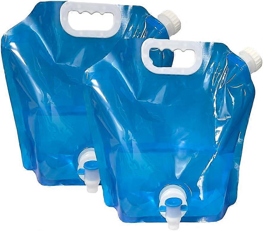 Pack of 2 collapsible water bottles with tap, ideal for hiking, camping and horse riding