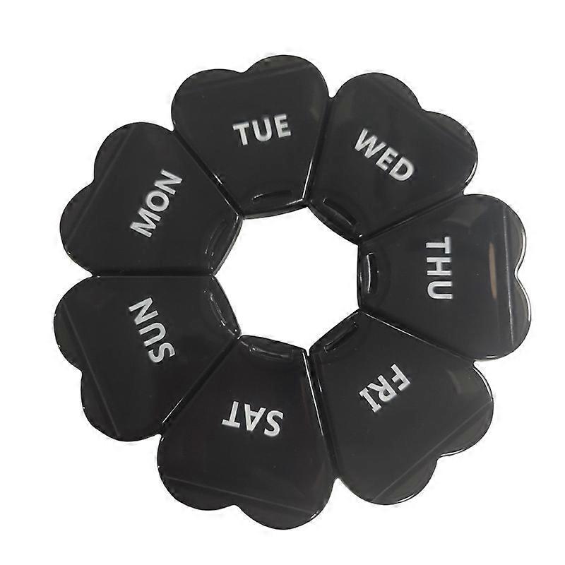 1pc (Black) 7-Day Pill Organizer with Push Button