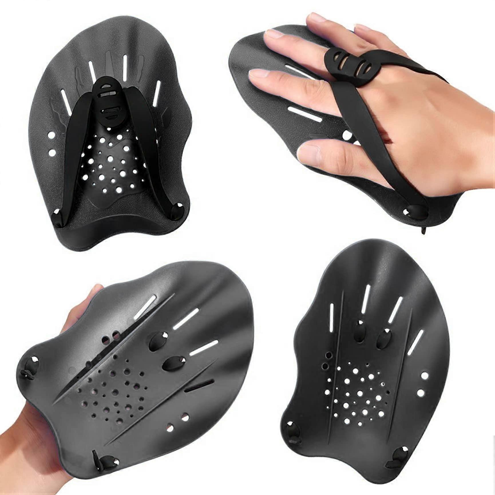 Swimming Paddle Hand Paddle with Adjustable Straps for Strength Training in Swimming Pools, Black Exercise Equipment
