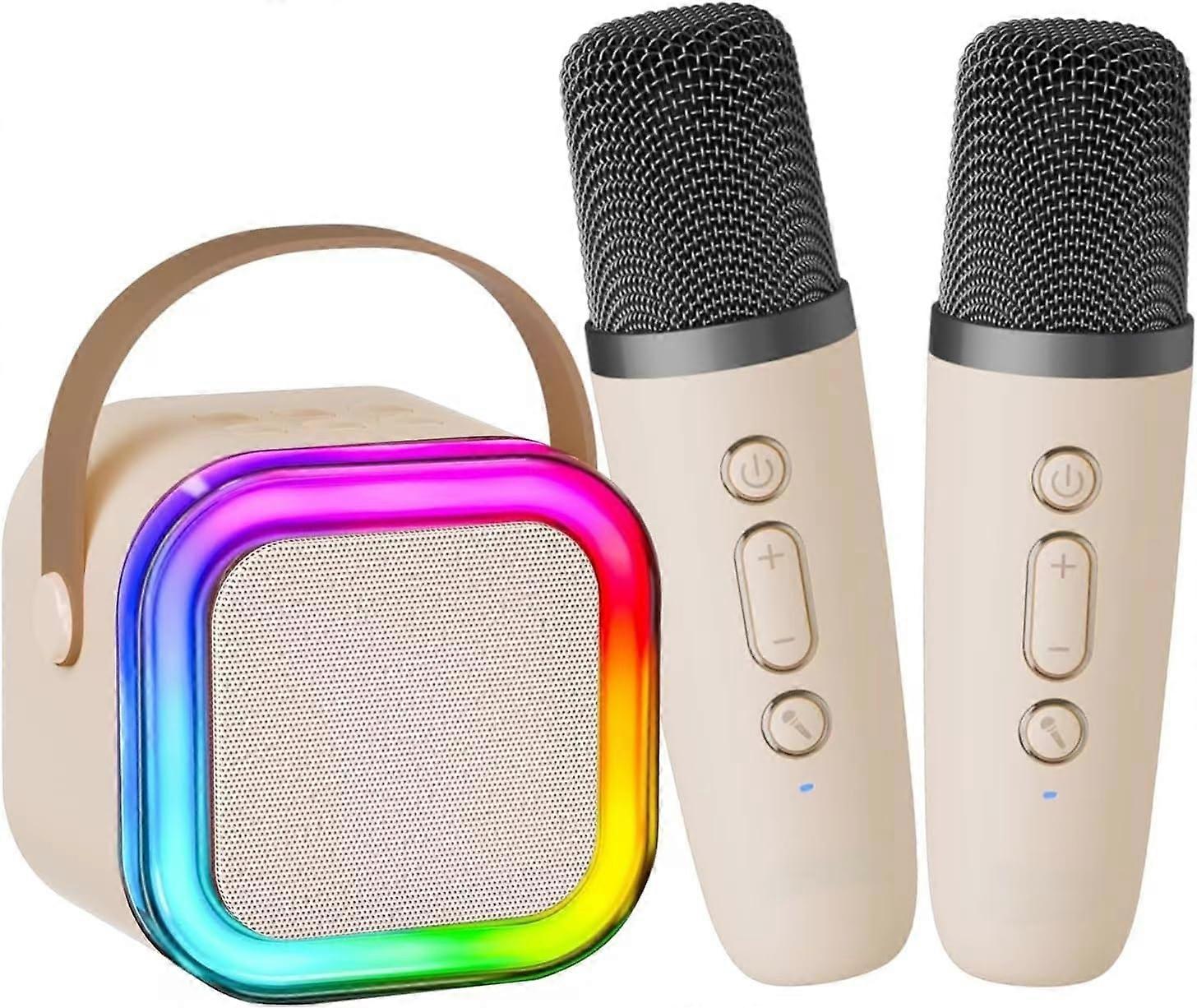 Karaokemaskine til børn, karaokemikrofonlegetøj med 2 trådløse mikrofoner, bærbar Bluetooth-højttalergave