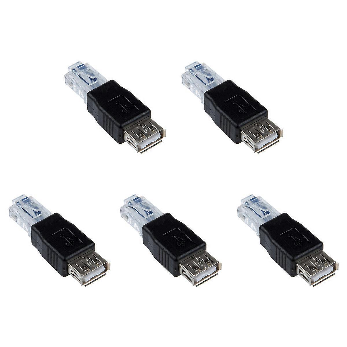 Female USB A to Male Ethernet RJ45 Plug Adapter New