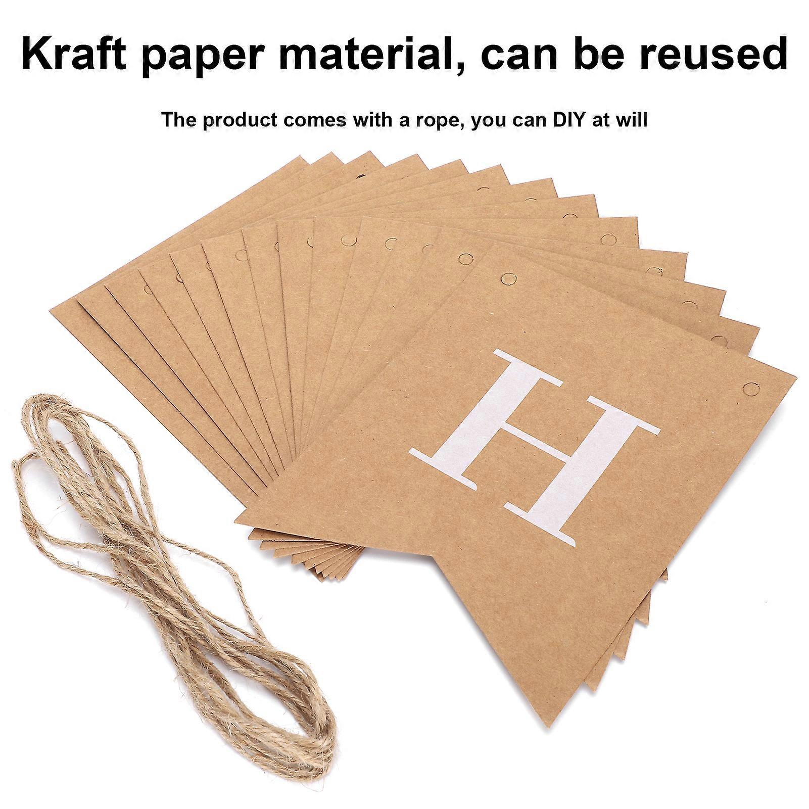 Kraft Paper Banner, Handmade Strips, Letter Shape, DIY Rope, Tandem Party Decorations