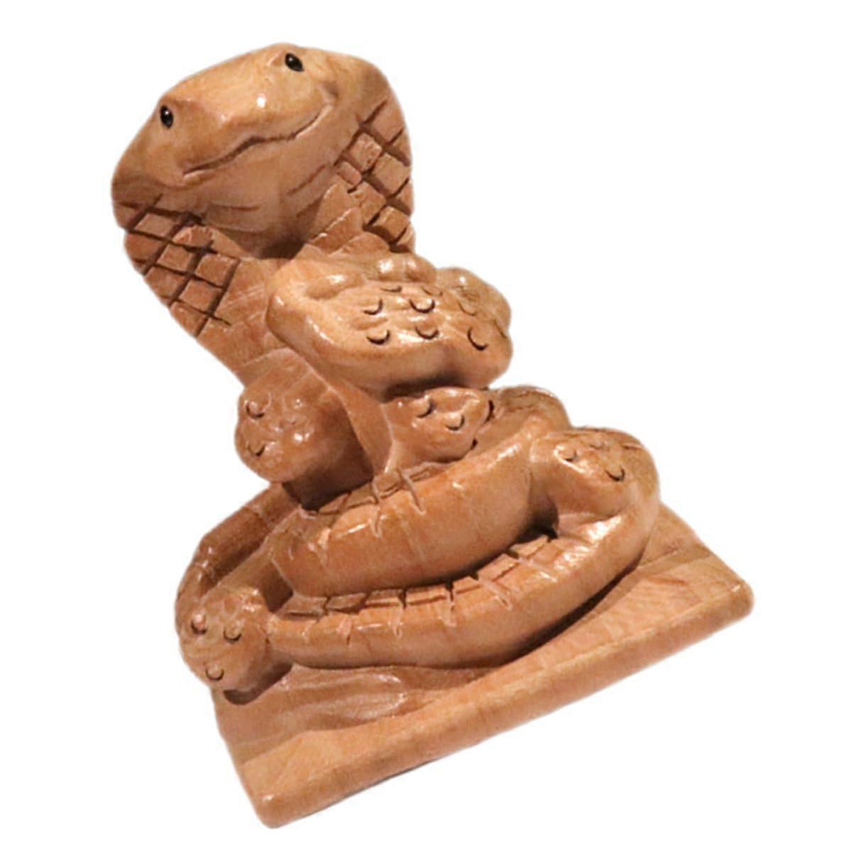 Funny Artificial Snake Model Mini Snake Figure Carved from Wood for Party Props Desktop Display