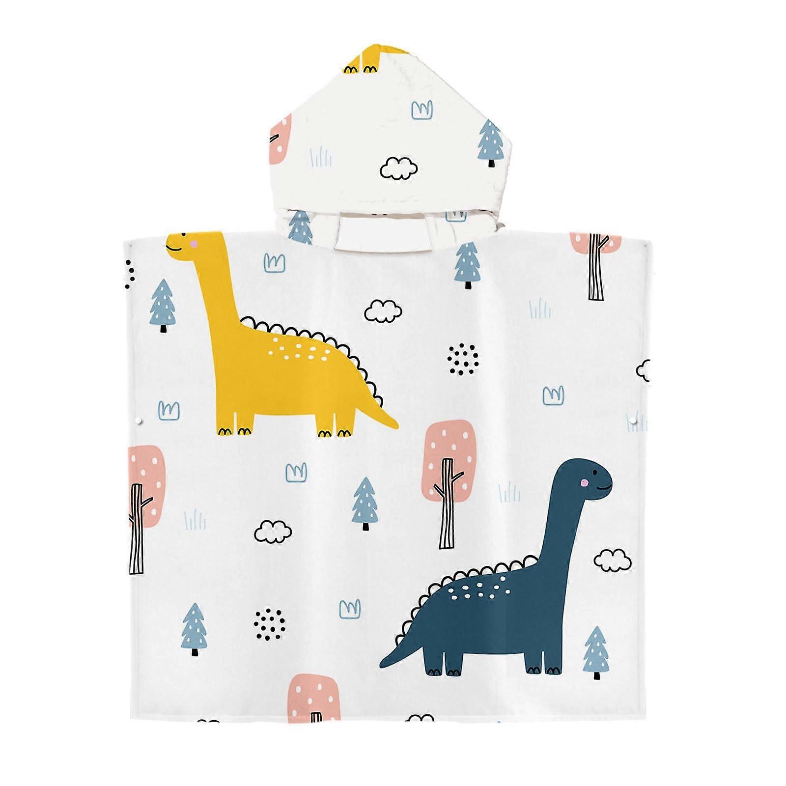 Bath Poncho for Adults and Children – Dinosaur Surf Changing Towel with Hood, Quick Drying Beach Robe, 75x65cm