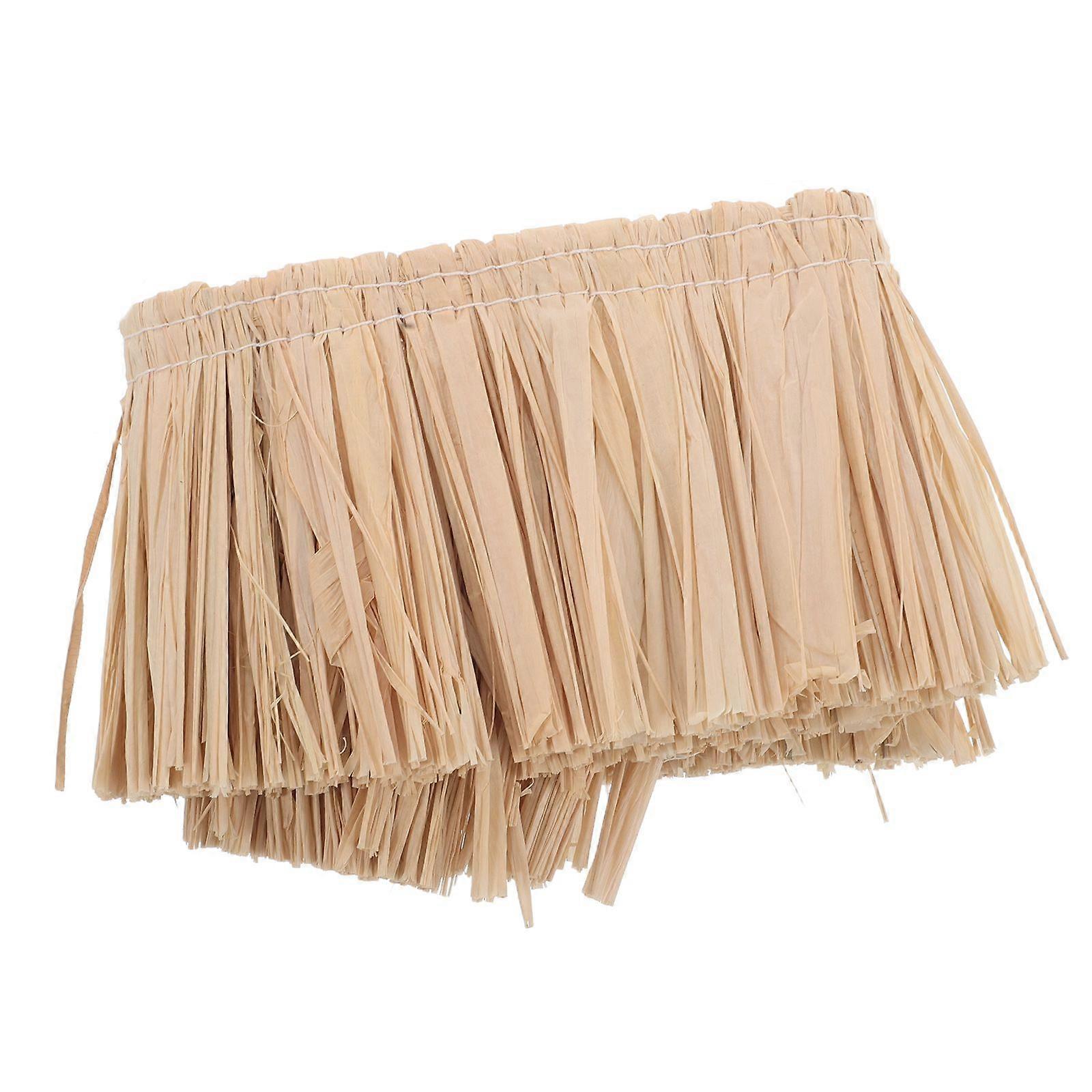 Raffia Grass: Handmade with Tassel Fringe - Natural and Multi-Purpose Raffia Straw for DIY Craft Hawaiian Luau Party Decoration Bag Accessory