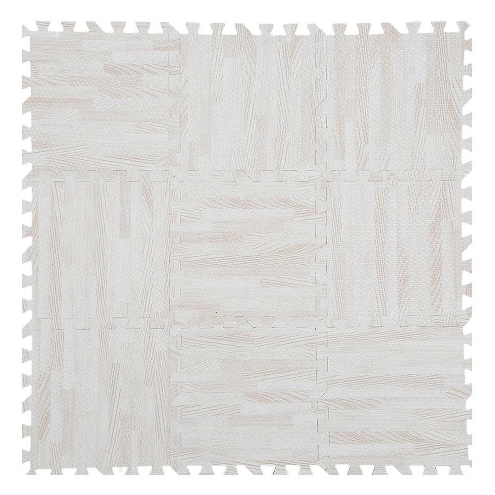 Wood Grain Cushioned Floor Mat Interlocking Foam Puzzle, 9 Pcs 30X30cm Anti Fatigue