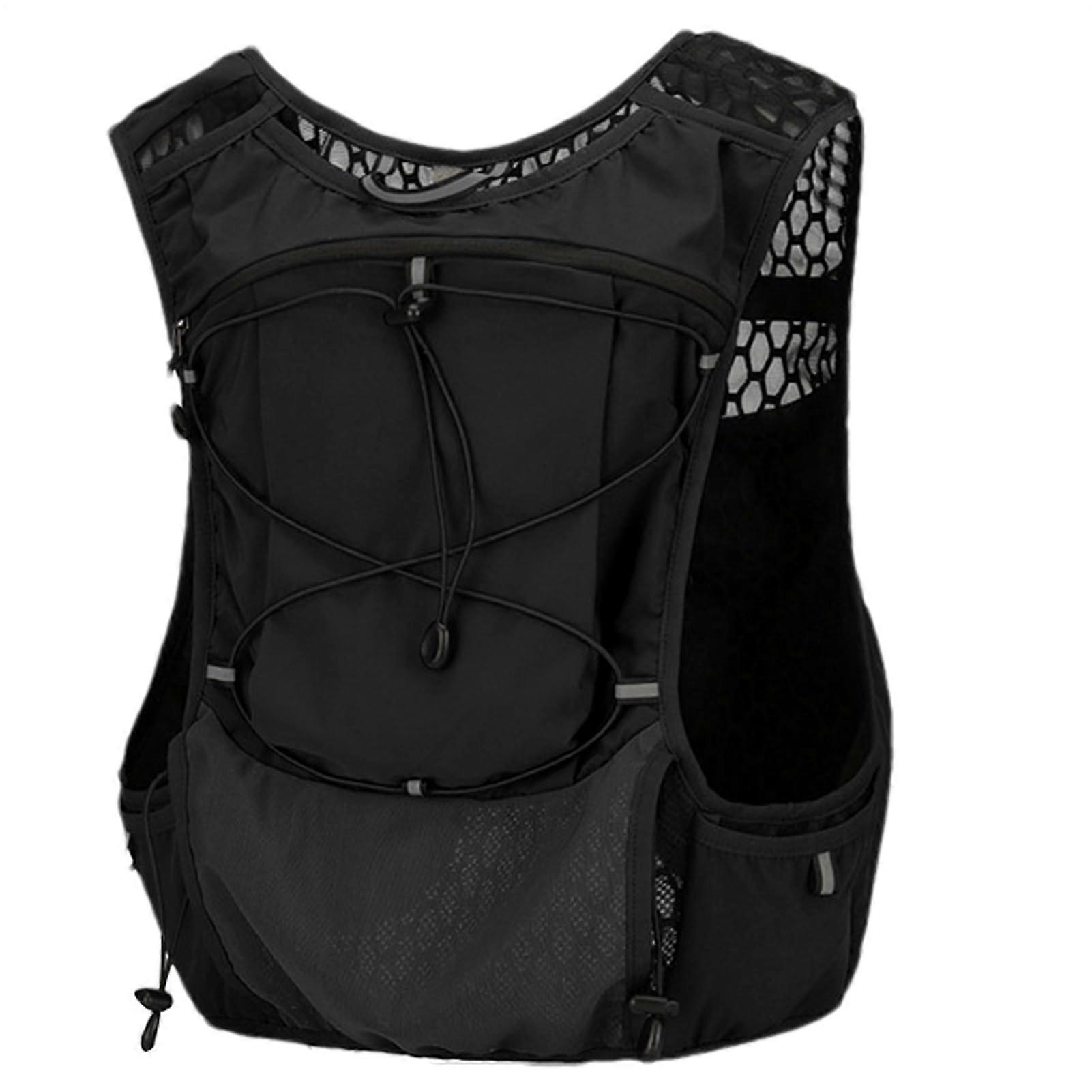 Running Hydration Vest Backpack, Trail Running Backpack, Leakproof Water Bladder, Reflective Stripes Black