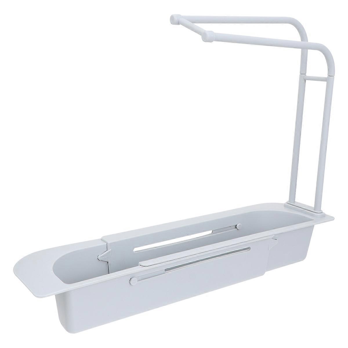 Adjustable Telescopic Sink Rack with Drainage Ventilation for Sponge, Soap Organizer Storage – Space Saving Kitchen Holder – Gray