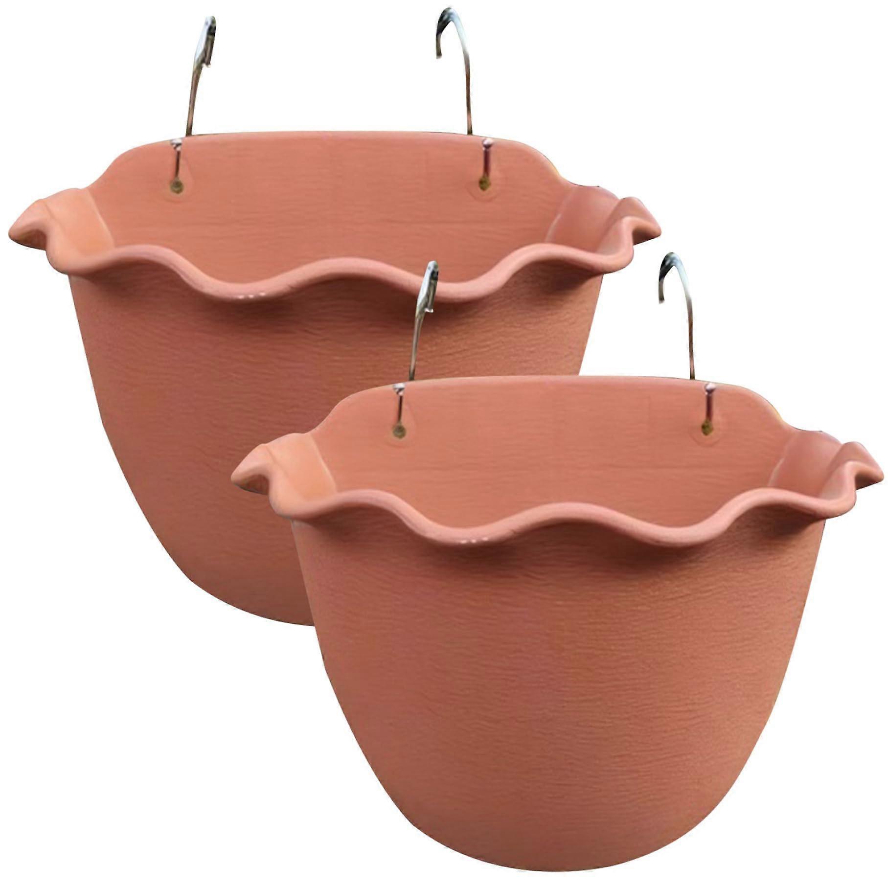 Hanging Wall Planter, 2 Pieces, Wavy Design Wall Planter with Hooks, DIY Resin Hanging Vase, Hanging Flower Pots for Balcony Garden, Home, Red