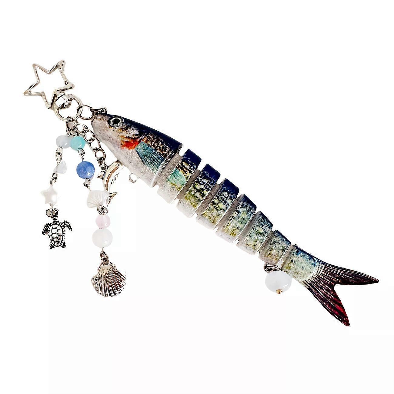 מחזיק מפתחות דג יחיד - חובבי דיג דייגים יצירתי פיתיון דגים מחזיק מפתחות, מתנה ליום האב ליום האם, מתנה חידוש לחובבי דיג