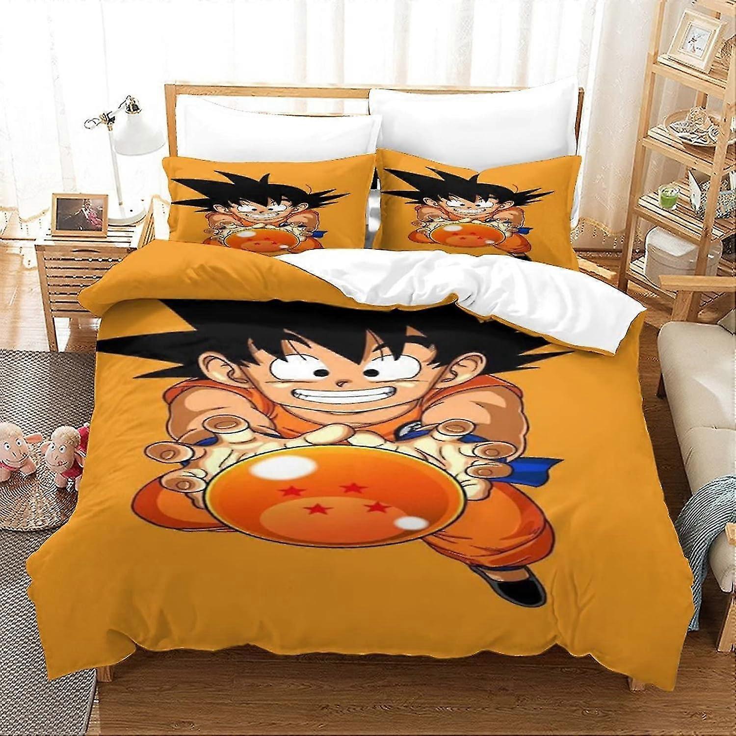 Saiyan 3-Piece Bedding Set with 3D Print Comforter Cover and Zipper for Teens, Kids, and Adults in Soft Microfiber