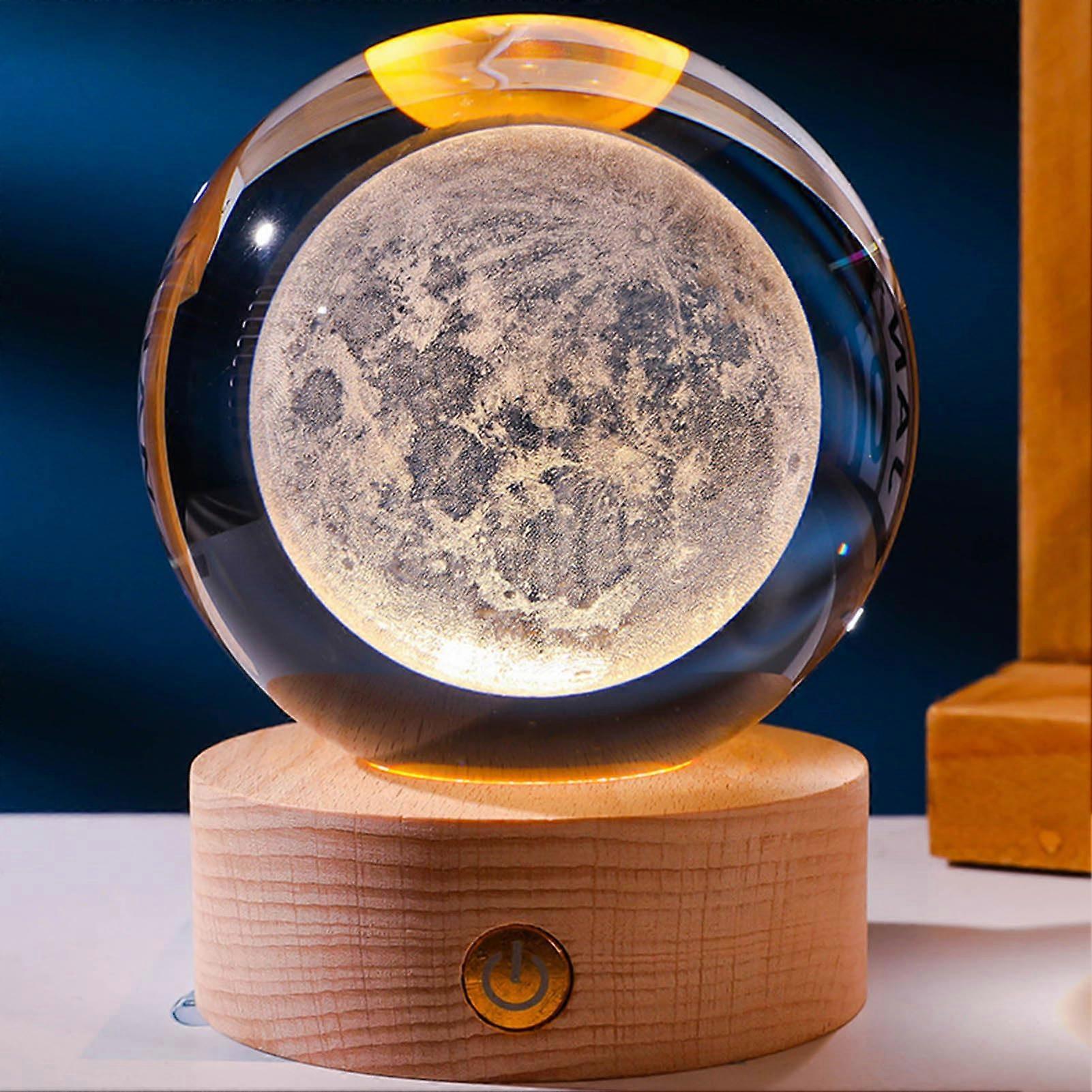 Crystal Ball 3D Solar System with Engraved Model Astronomy Decor (Moon)
