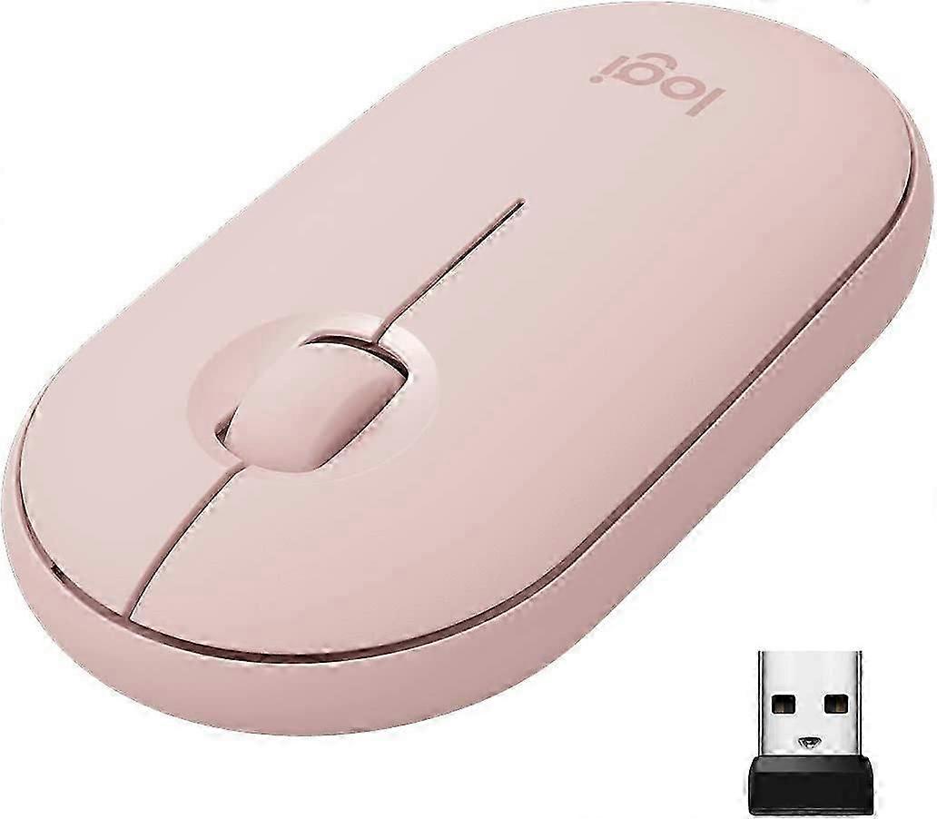 Slim Bluetooth Wireless Mouse - Quiet Click Design for Laptops in Pink