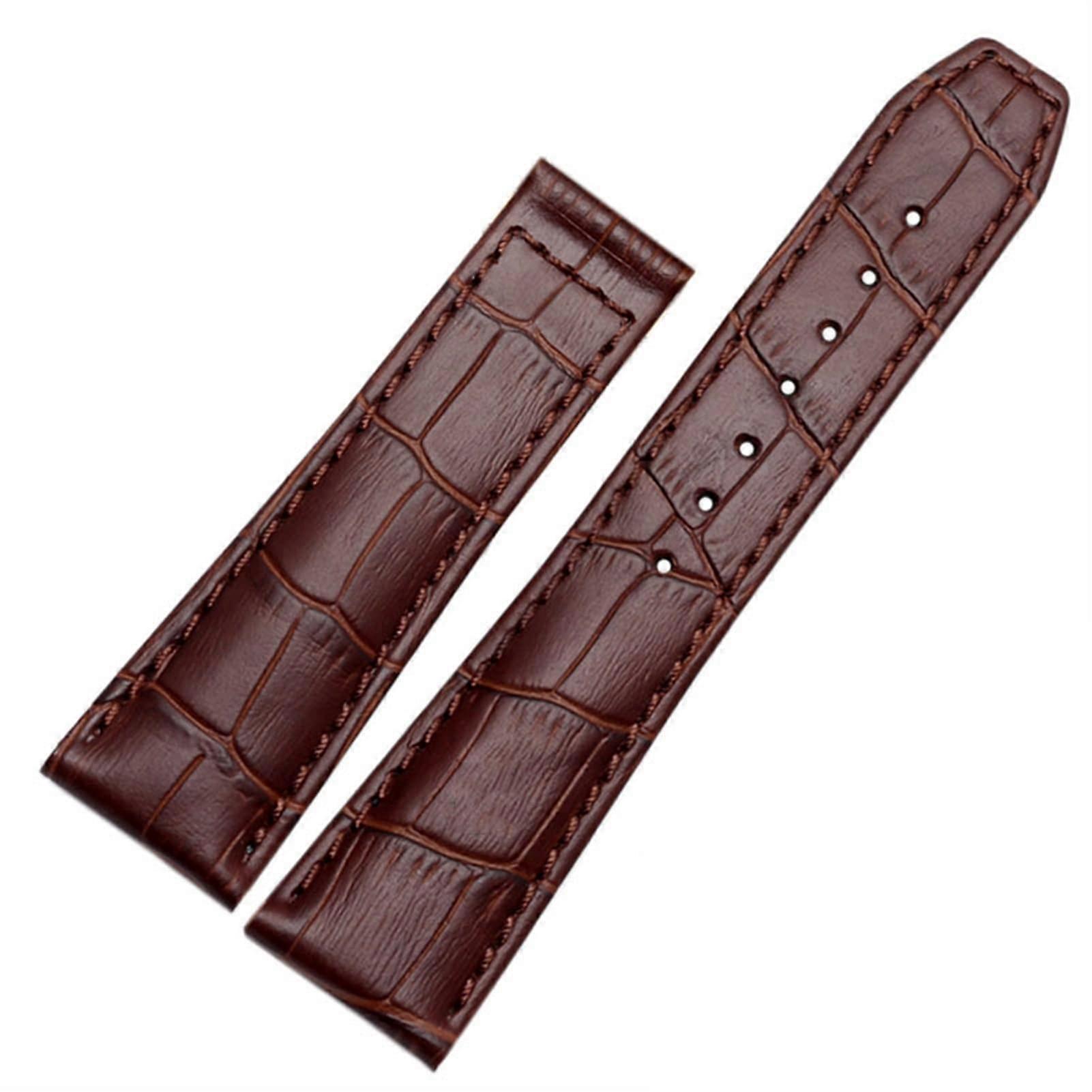 First Layer Calf Leather Bracelet for Maurice Lacroix Eliros Bracelet 20mm 22mm with Deployment Clasp Brown without Clasp 20mm