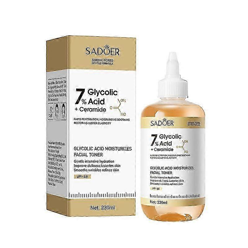 7% Glycolic Acid Face Exfoliating Toner for Clear Skin, Pore Minimizer, Radiant Complexion Enhancer, Daily Use Gentle Formula for All Skin Types, 230m
